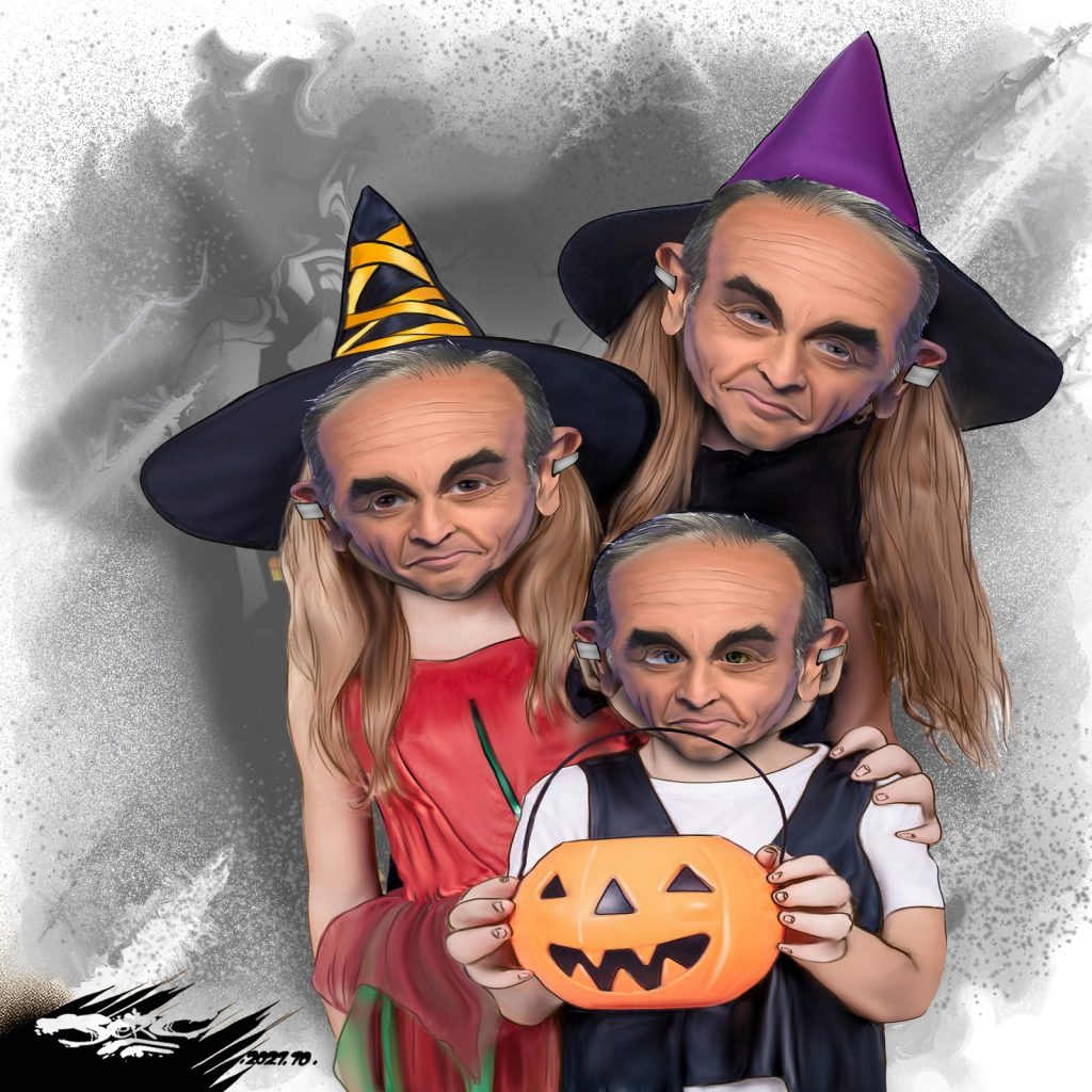 dessin presse humour Halloween image drôle masque Éric Zemmour