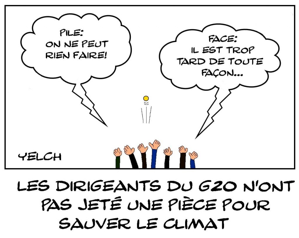 dessins humour dirigeants G20 image drôle fontaine Trevi pièce climat