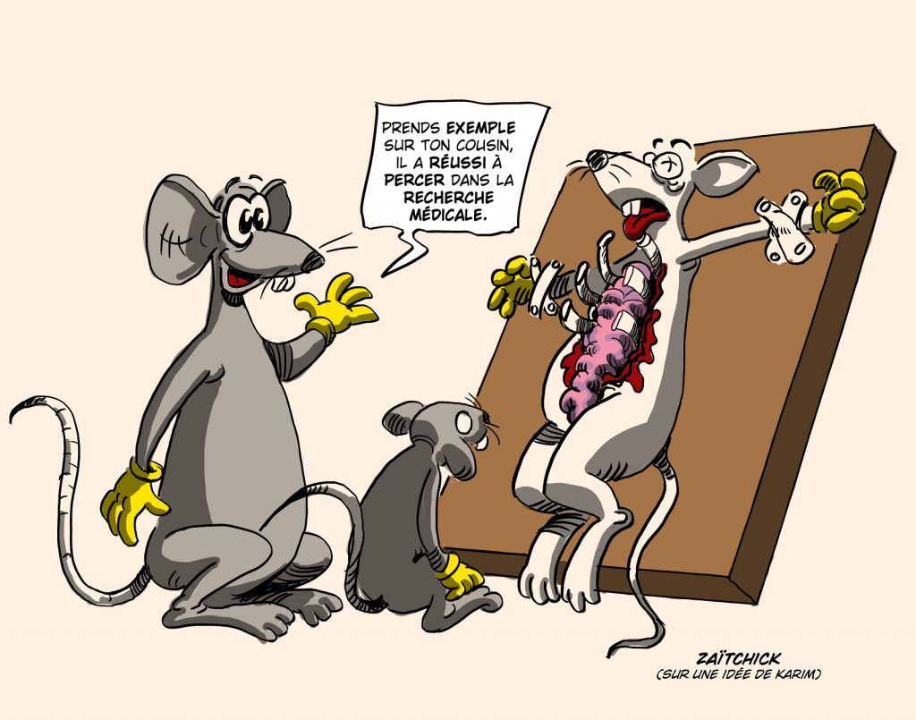 dessin presse humour souris laboratoire image drôle recherche médicale