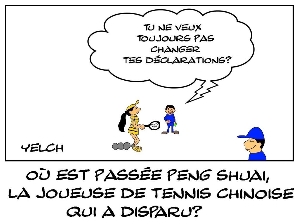 dessins humour sport tennis Chine image drôle disparition Peng Shuai