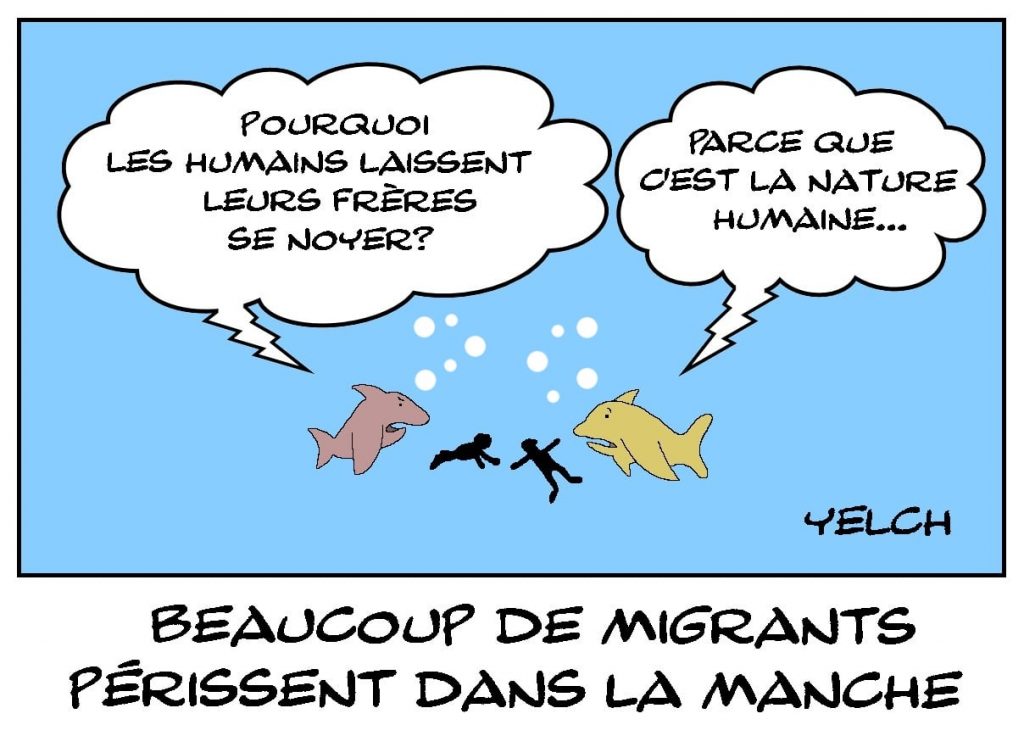 dessins humour migrants noyade image drôle traversée Manche
