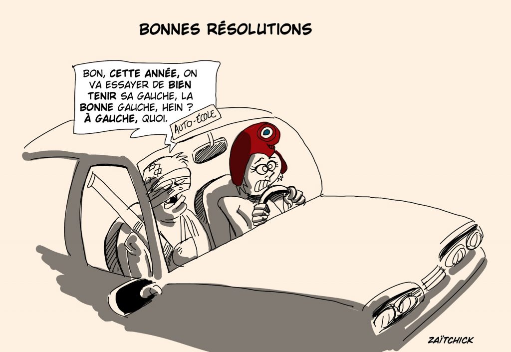dessin presse humour bonnes résolutions image drôle présidentielle 2022 gauche