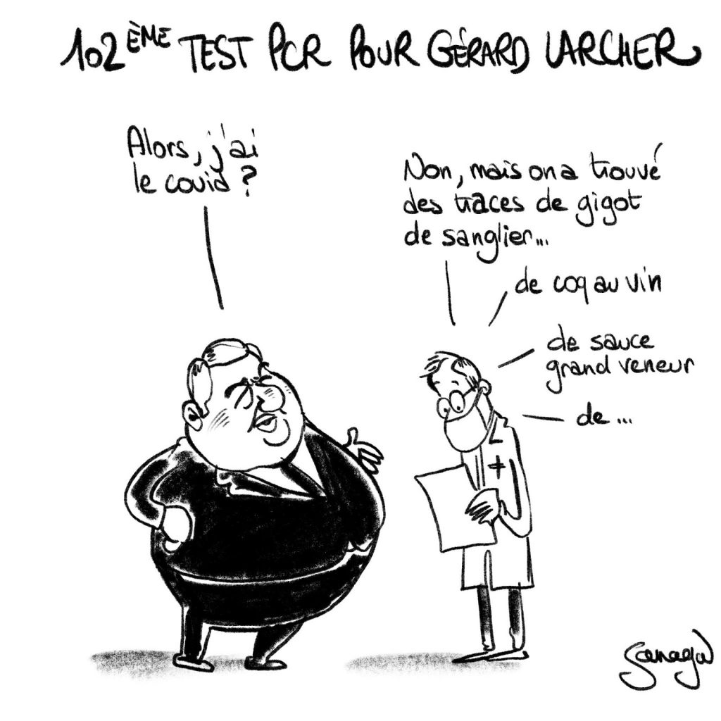 dessin presse humour Gérard Larcher image drôle test PCR