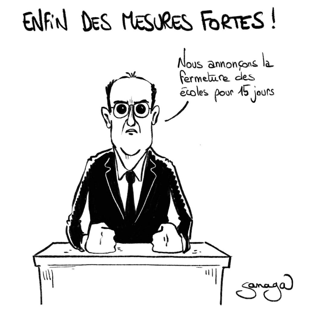 dessin presse humour coronavirus covid-19 image drôle Jean-Michel Blanquer fermeture écoles