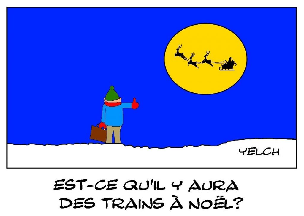 dessins humour Noël image drôle grève SNCF