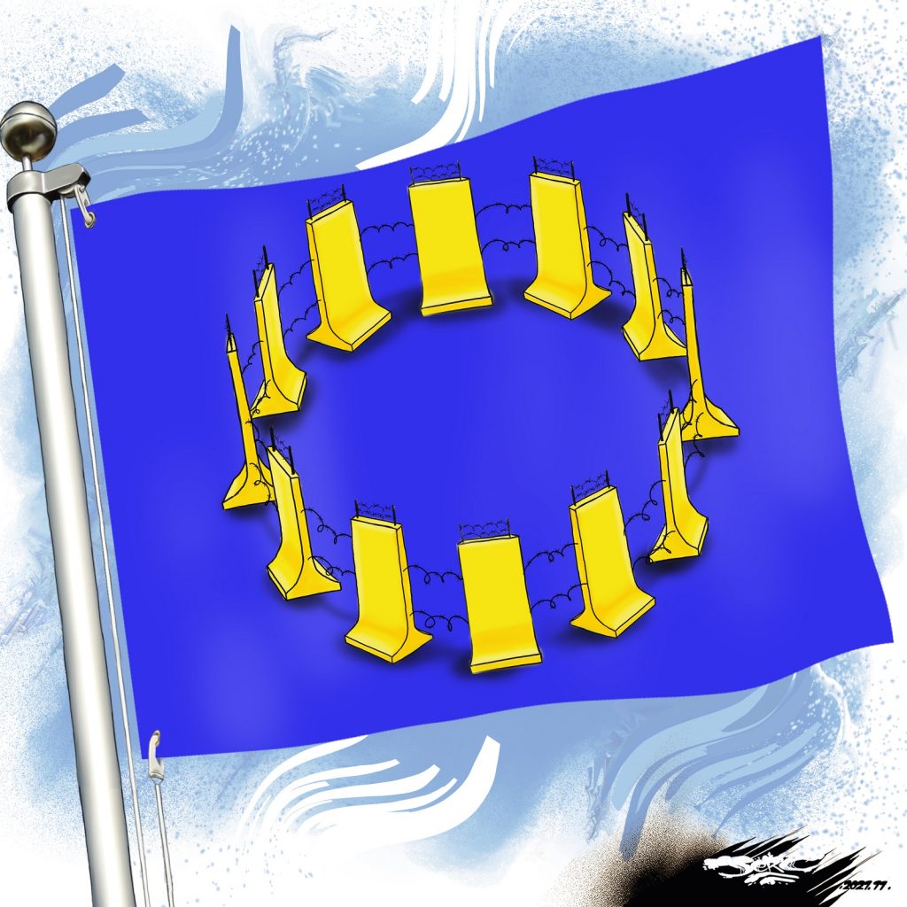 dessin presse humour Union Européenne image drôle fermeture frontière