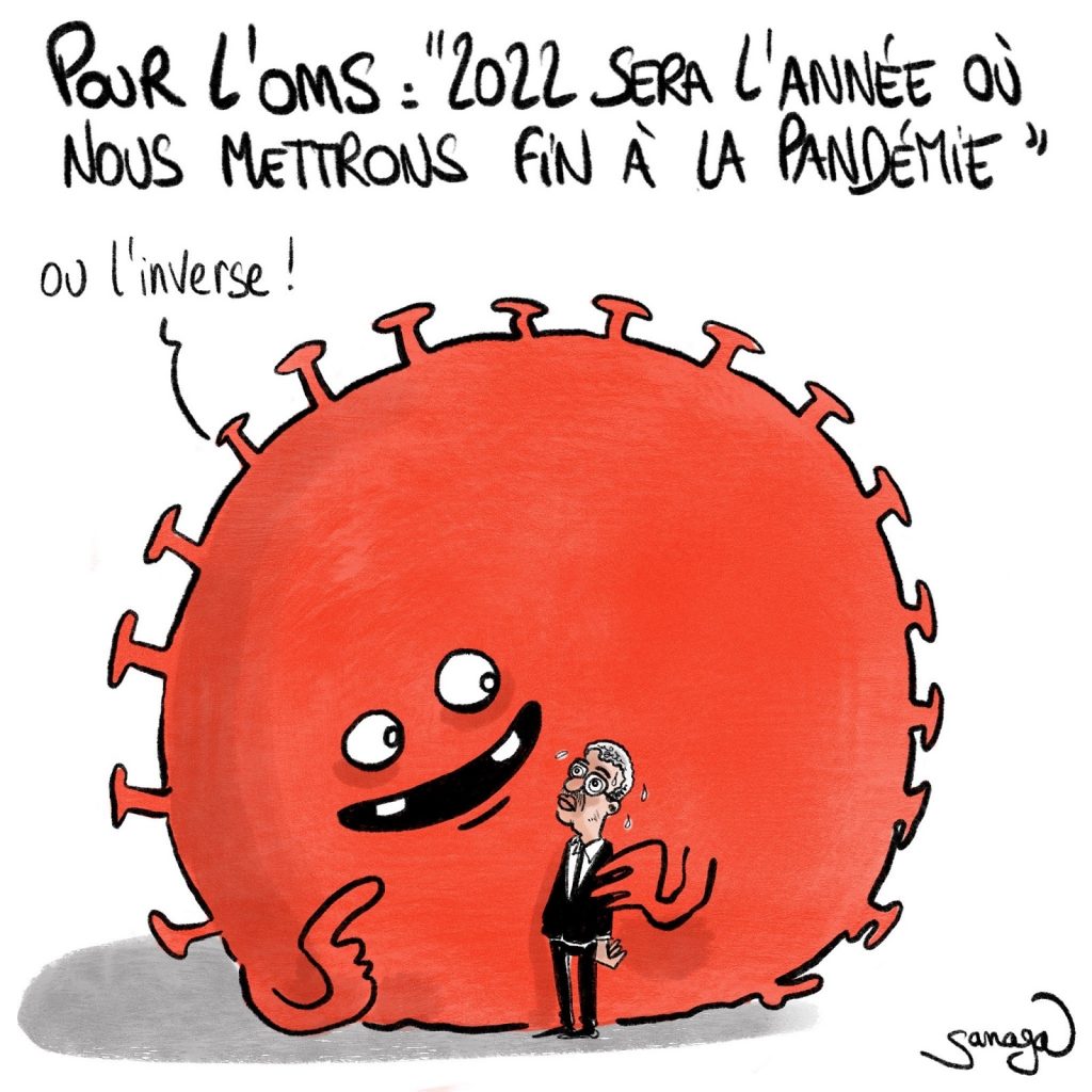 dessin presse humour coronavirus covid-19 image drôle OMS fin pandémie