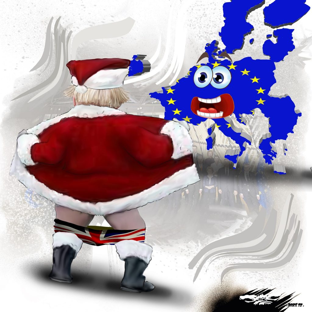 dessin presse humour Boris Johnson image drôle Joyeux Noël Europe