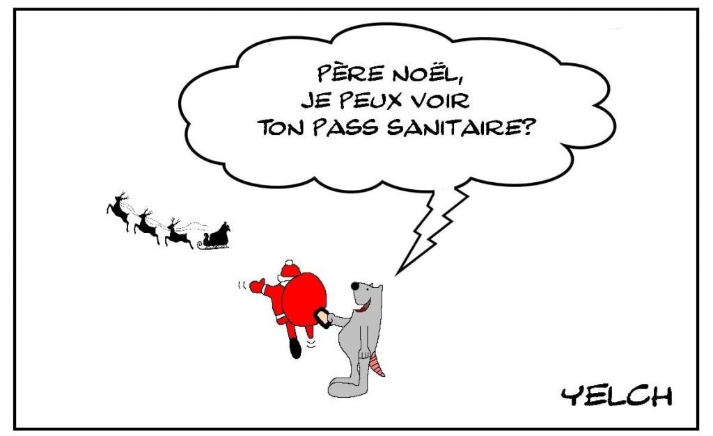 dessins humour Père Noël image drôle pass sanitaire