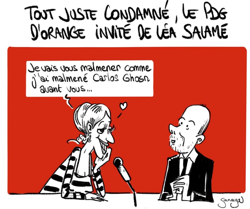 dessin presse humour invitation Léa Salamé image drôle Stéphane Richard PDG orange