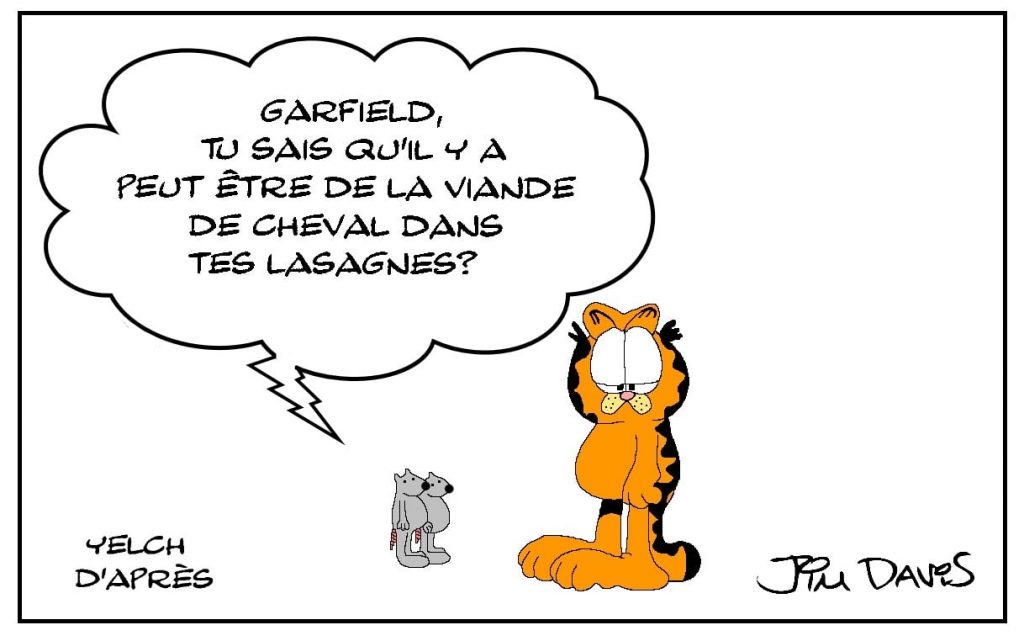 dessins humour Garfield lasagnes image drôle viande cheval