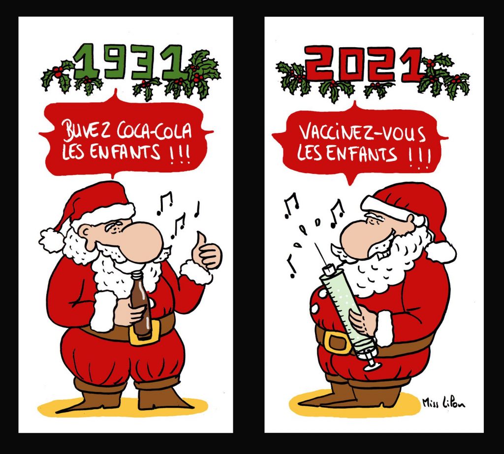 dessin presse humour publicité Coca-Cola image drôle campagne vaccinale Père Noël