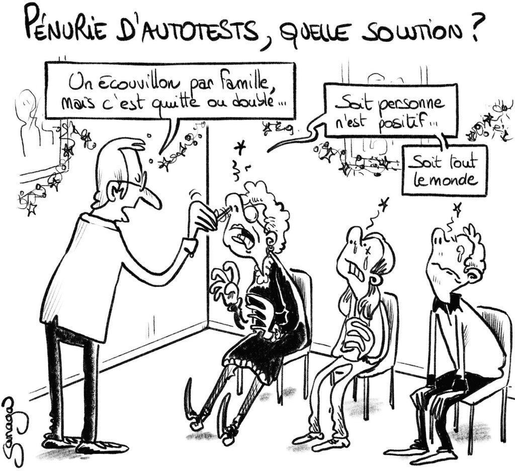 dessin presse humour coronavirus Noël image drôle pénurie autotest