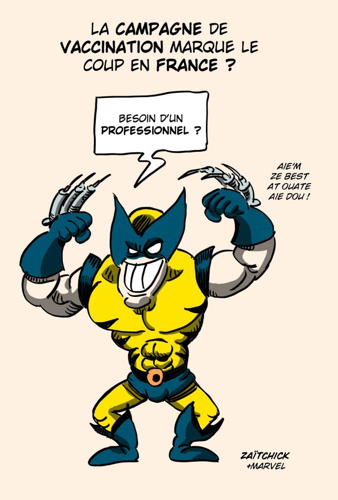 dessin presse humour coronavirus vaccination image drôle Wolverine Serval