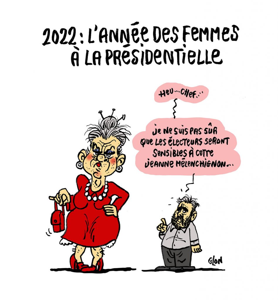 dessin presse humour Jean-Luc Mélenchon transgenre image drôle femmes présidentielle 2022