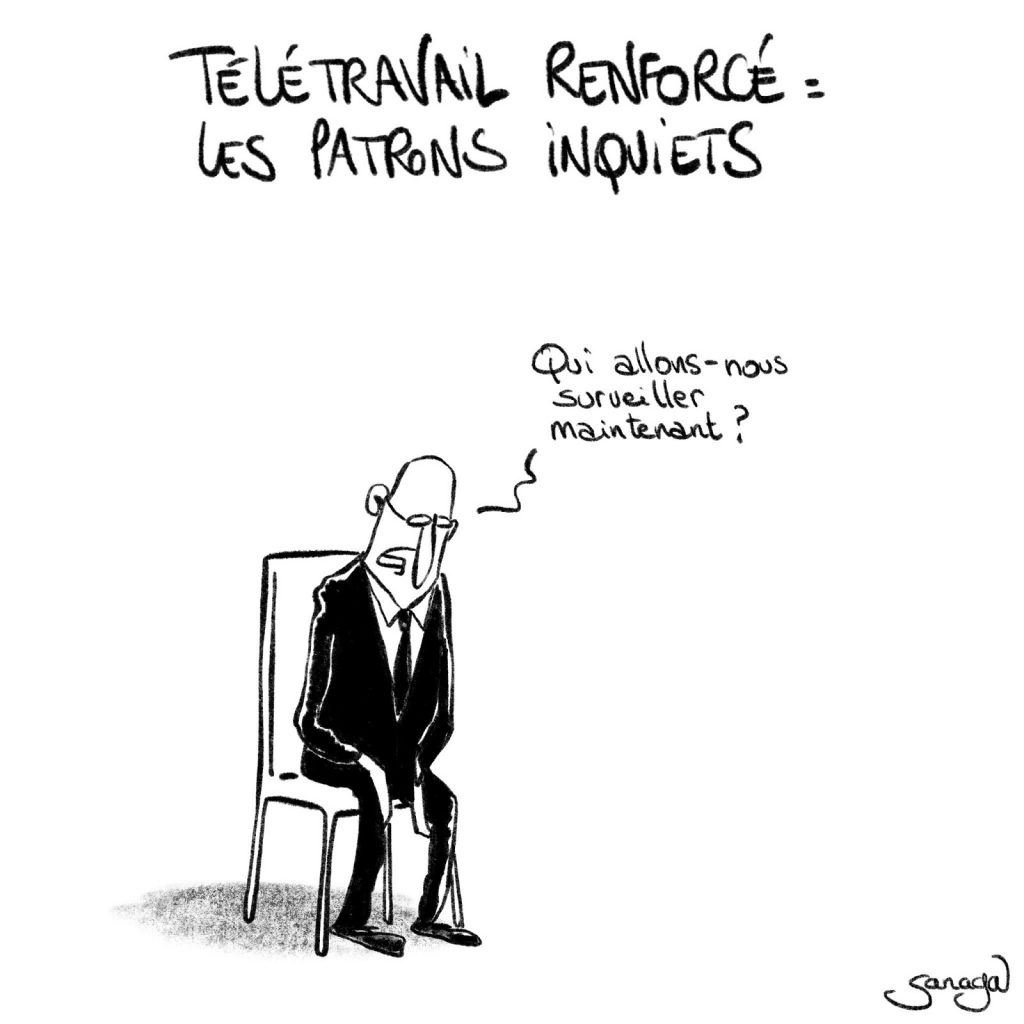 dessin presse humour coronavirus covid-19 image drôle télétravail patron