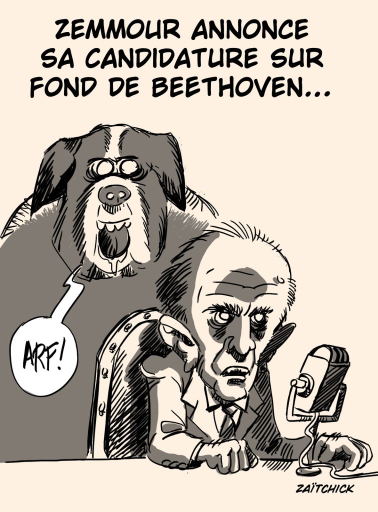 dessin presse humour Éric Zemmour image drôle candidature Beethoven