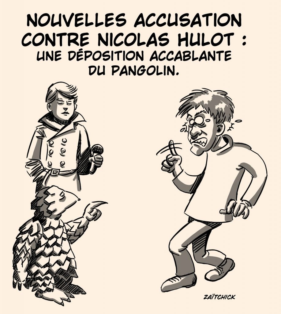 dessin presse humour Nicolas Hulot accusations image drôle agression sexuelle pangolin