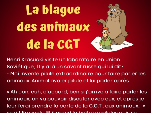 blague syndicats, blague russes, blague communisme, blague grande gueule, blague crocodile, blague Henri Krasucki, blague CGT, humour drôle