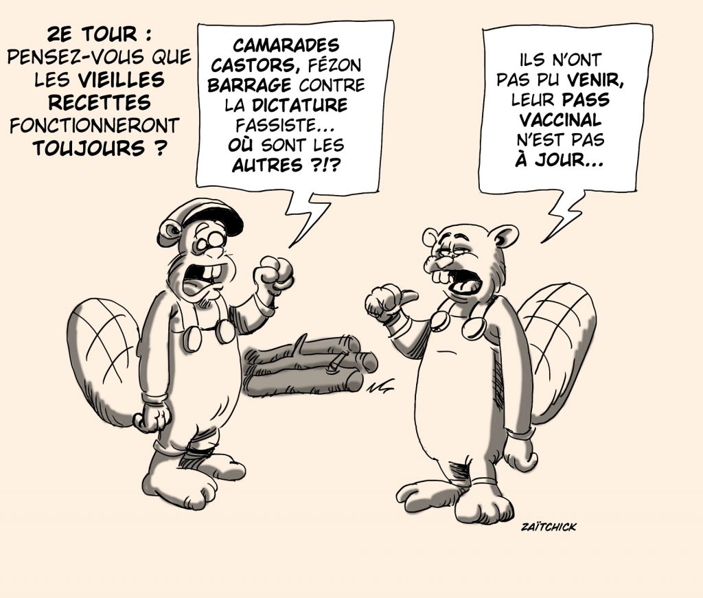 dessin presse humour coronavirus présidentielle 2022 image drôle castors vote barrage