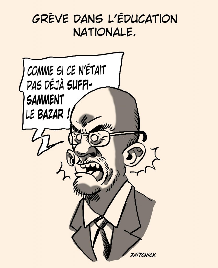 dessin presse humour coronavirus covid-19 grève image drôle Jean-Michel Blanquer Éducation Nationale