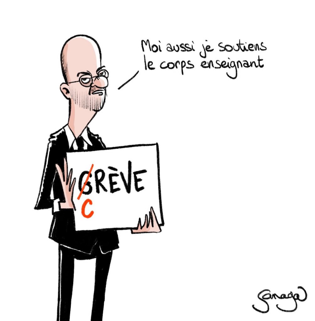 dessin presse humour coronavirus covid-19 grève image drôle Jean-Michel Blanquer Éducation Nationale
