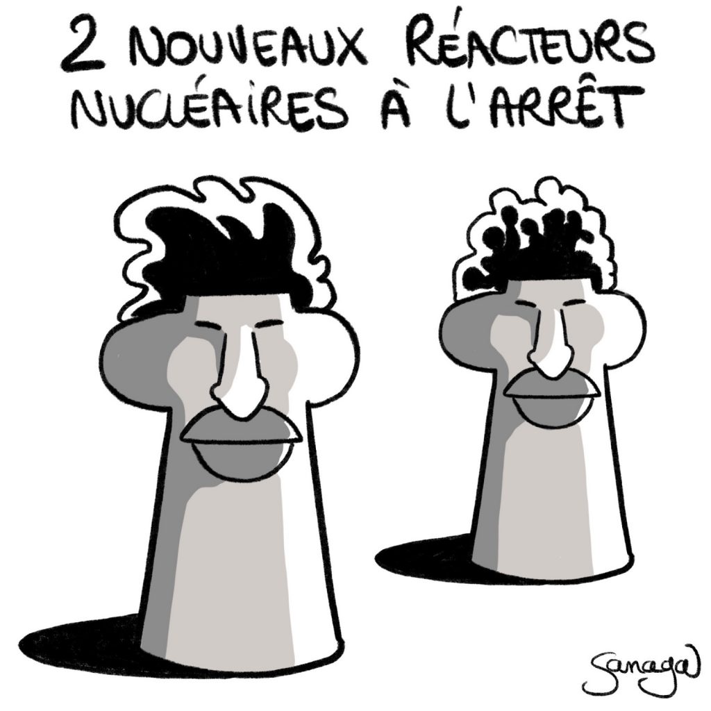dessin presse humour mort frères Bogdanoff image drôle réacteurs nucléaires arrêt