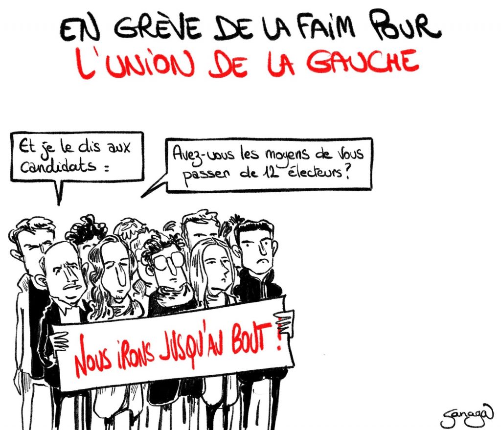 dessin presse humour présidentielle 2022 union gauche image drôle grève de la faim