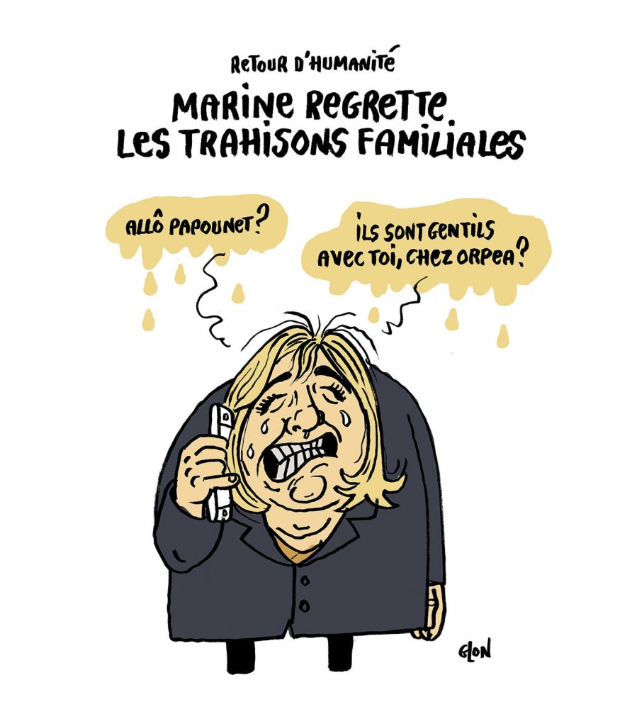 dessin presse humour présidentielle 2022 Marine Le Pen image drôle trahison familiale