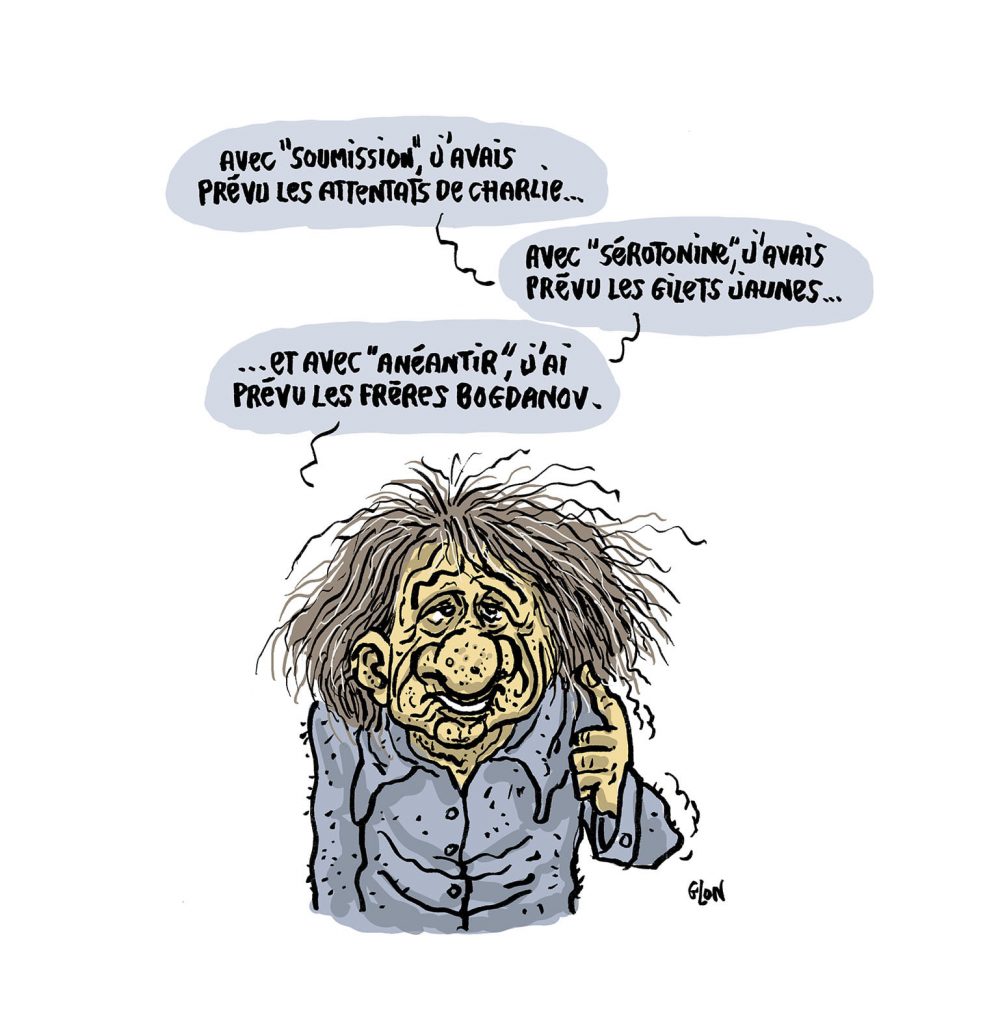 dessin presse humour Michel Houellebecq image drôle anéantir frères Bogdanoff