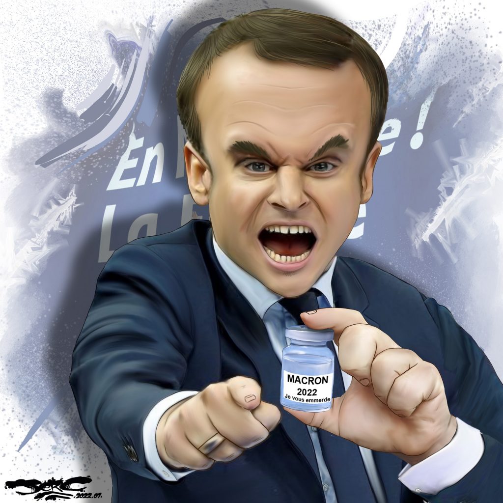 dessin presse humour En Marche image drôle Emmanuel Macron présidentielle 2022