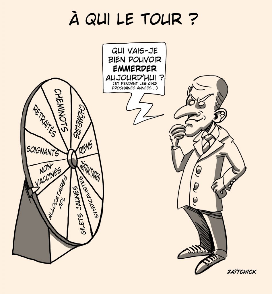 dessin presse humour Emmanuel Macron image drôle emmerder non-vaccinés
