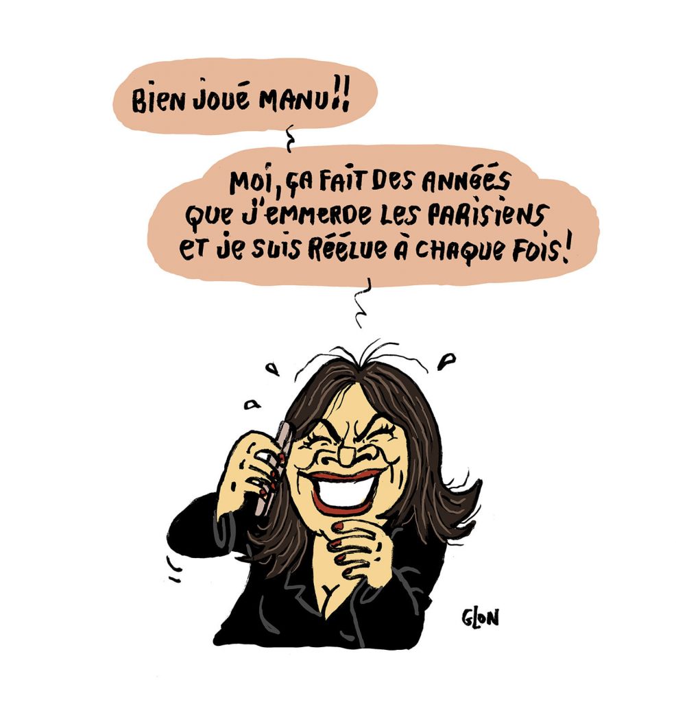 dessin presse humour Emmanuel Macron Anne Hidalgo image drôle emmerder non-vaccinés électeurs