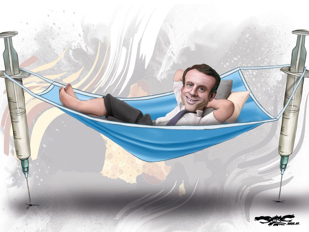 dessin presse humour coronavirus covid-19 présidentielle 2022 image drôle prolongation bail Emmanuel Macron