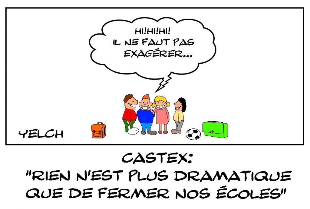 dessins humour Castex coronavirus image drôle drame fermeture école