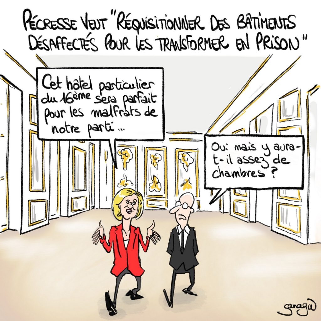 dessin presse humour présidentielle 2022 Valérie Pécresse image drôle réquisition prisons