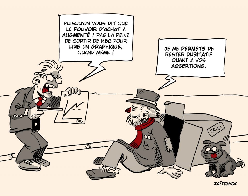 dessin presse humour communication propagande image drôle experts pouvoir d’achat