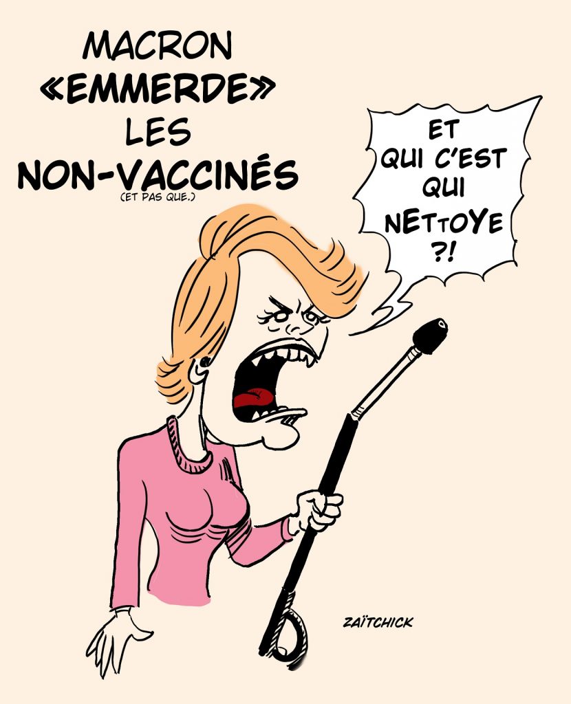 dessin presse humour Emmanuel Macron emmerder image drôle Valérie Pécresse Kärcher
