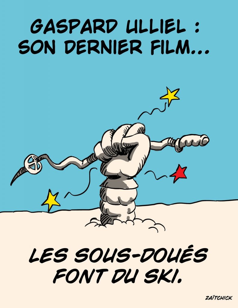 dessin presse humour mort Gaspard Ulliel image drôle accident ski