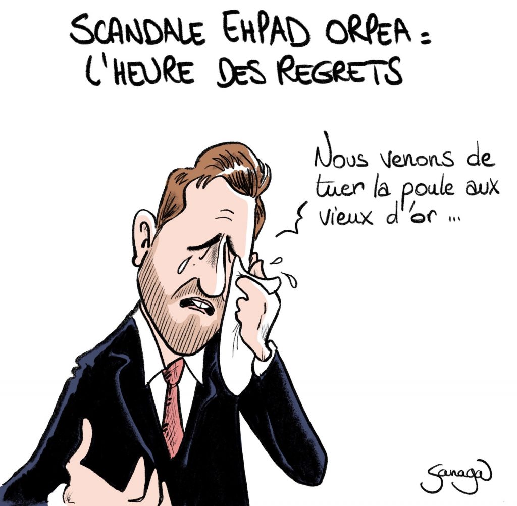 dessin presse humour scandale Ehpad Orpea image drôle Jean-Christophe Romersi regrets