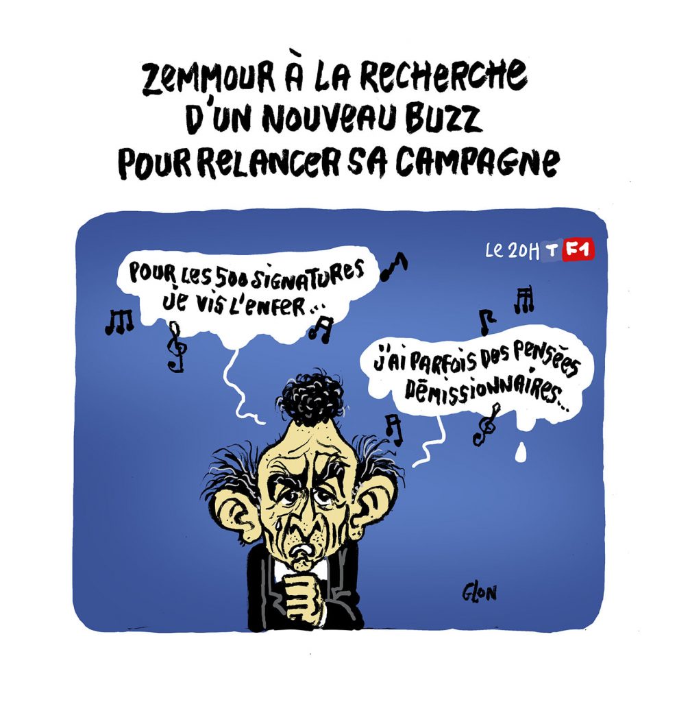 dessin presse humour présidentielle 2022 image drôle signatures Éric Zemmour