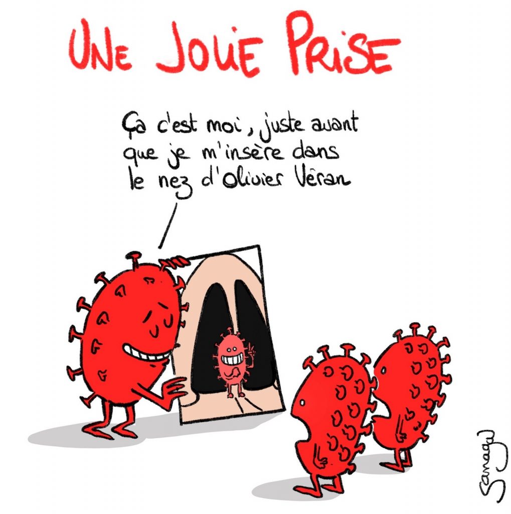 dessin presse humour coronavirus covid-19 contamination image drôle Olivier Véran