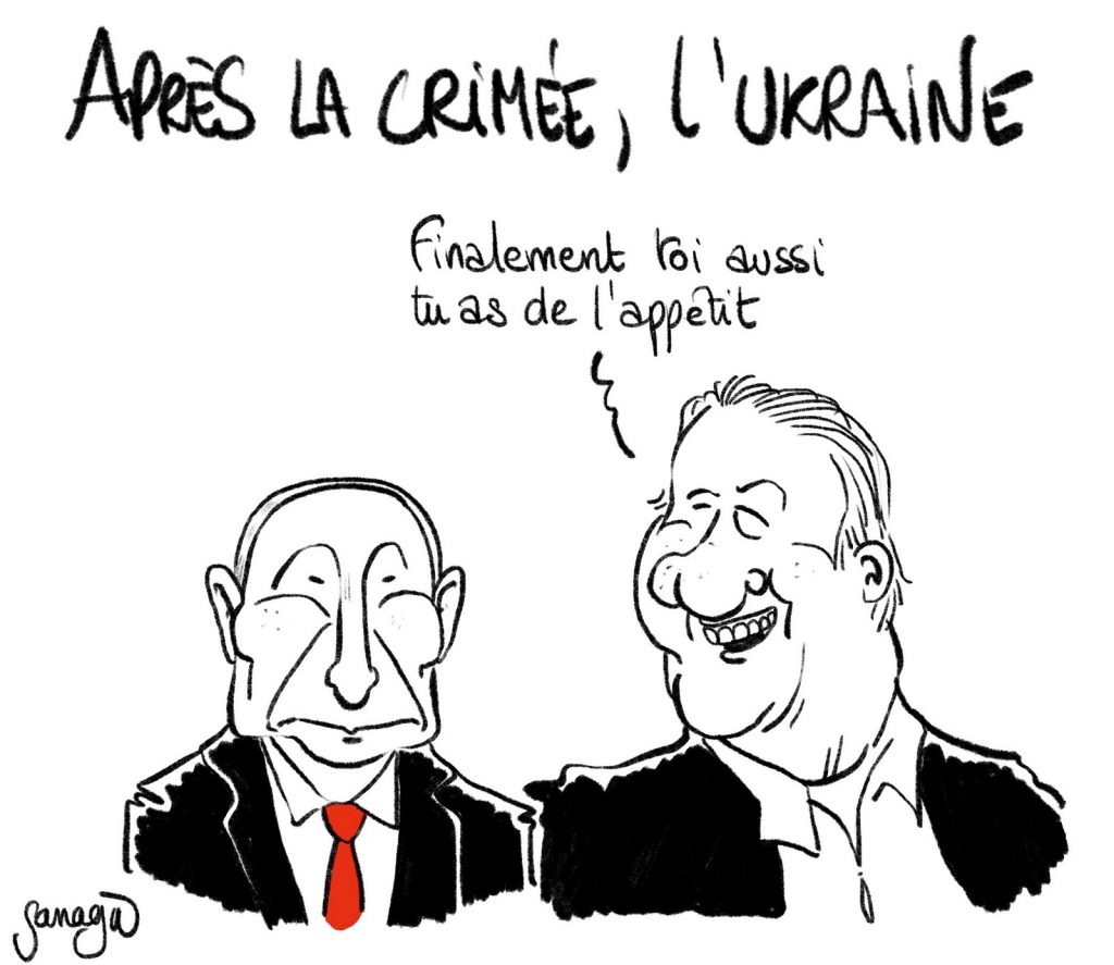 dessin presse humour Vladimir Poutine guerre Ukraine image drôle appétit Gérard Depardieu