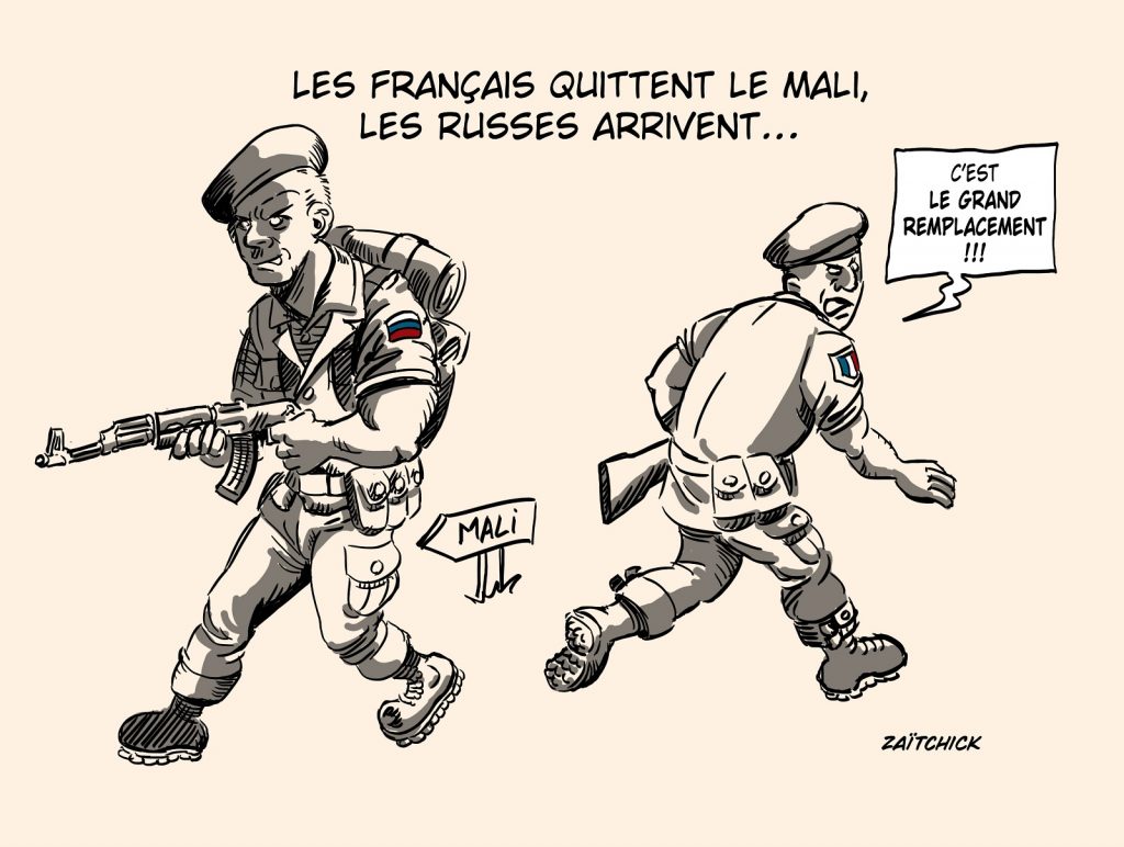 dessin presse humour France Barkhane retrait Mali image drôle groupe Wagner Russie