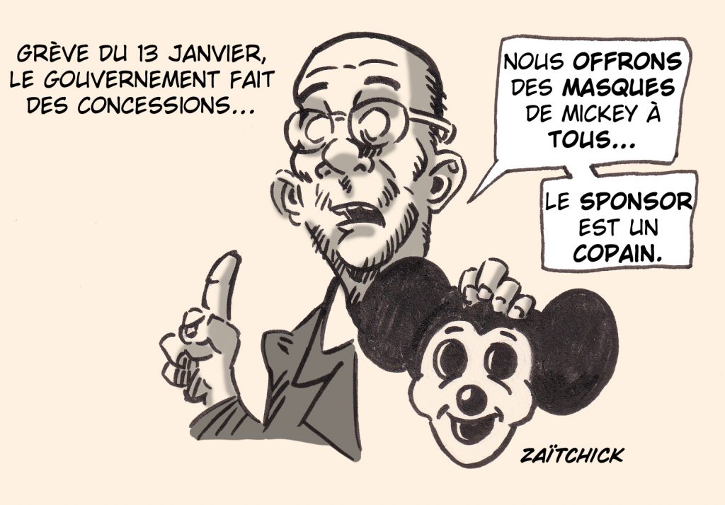 dessin presse humour Éducation Nationale grève 13 janvier image drôle concessions Blanquer masques respiratoires