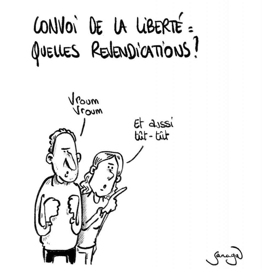 dessin presse humour convoi liberté image drôle revendications