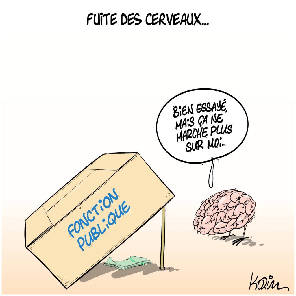 dessin presse humour fonction publique image drôle fuite cerveaux