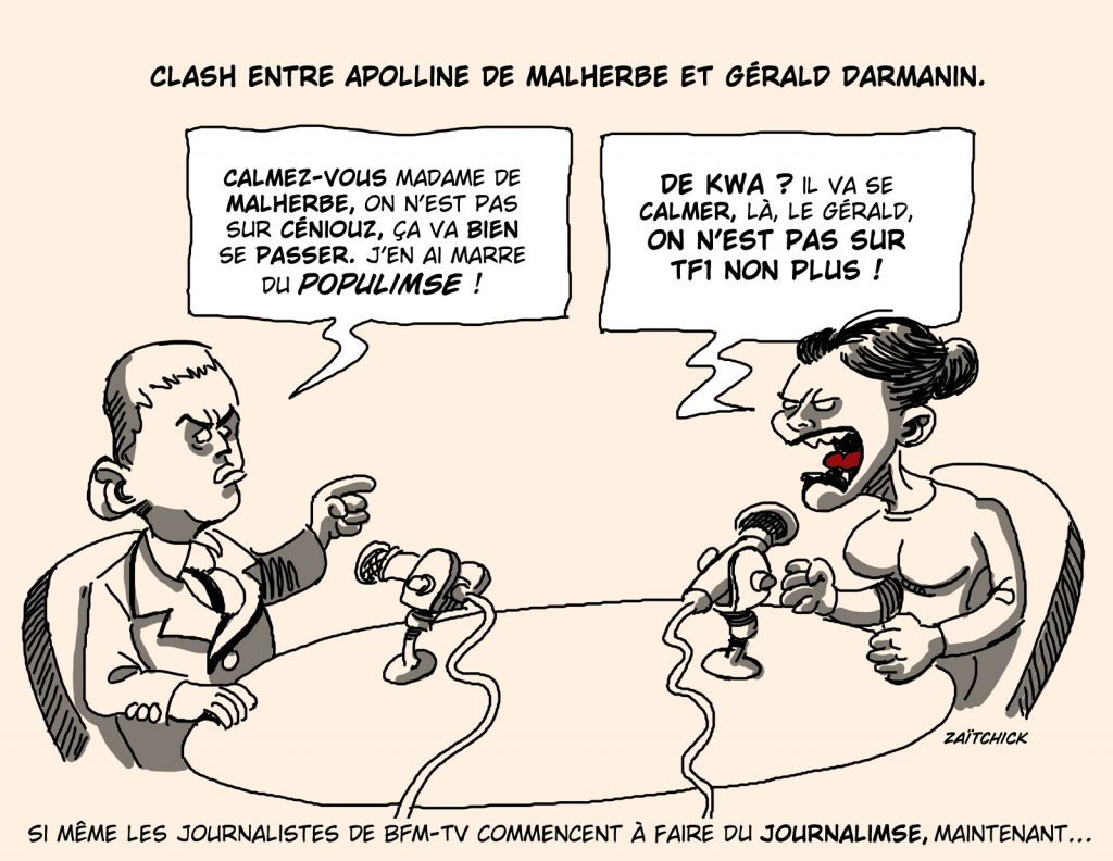 dessin presse humour Gérald Darmanin image drôle Apolline de Malherbe