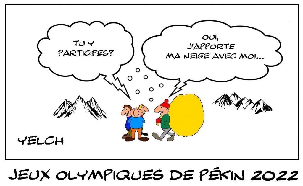 dessins humour Jeux Olympiques Beijing 2022 image drôle neige artificielle