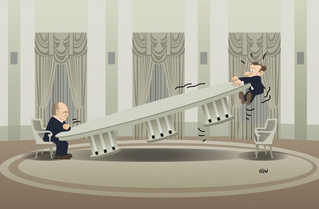 dessin presse humour crise ukrainienne image drôle Vladimir Poutine Emmanuel Macron